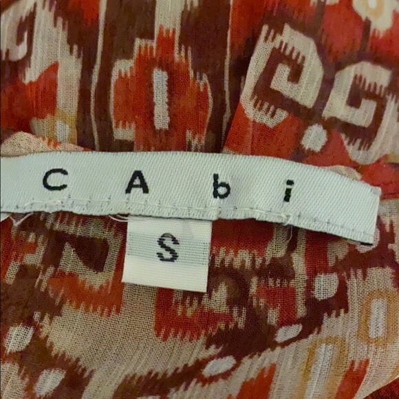 CABi silk blouse empire waist crochet trim Boho S - Picture 3 of 5